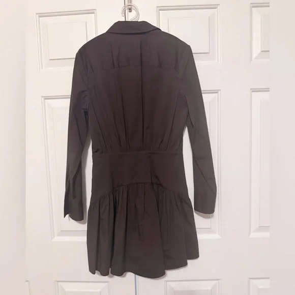 STAUD Rocco Bottom Chocolate Long Sleeve Mini Dress Size 8 - Picture 6 of 12